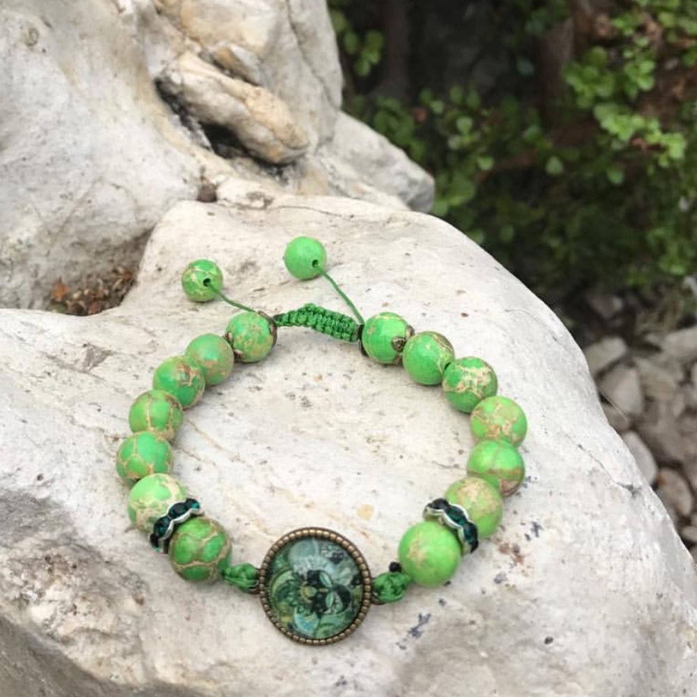 Authentic adjustable Green Jasper bracelet!💚
